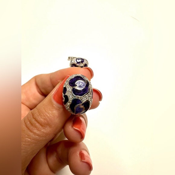 CZ Amethyst Clip on Earrings - Picture 2 of 4